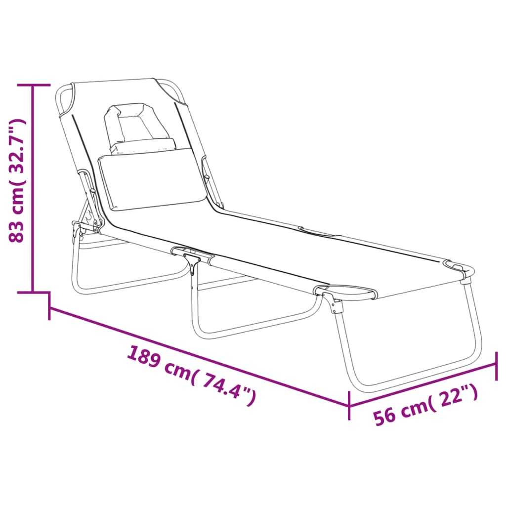 Folding Sun Lounger Grey Oxford Fabric&Powder-Coated Steel