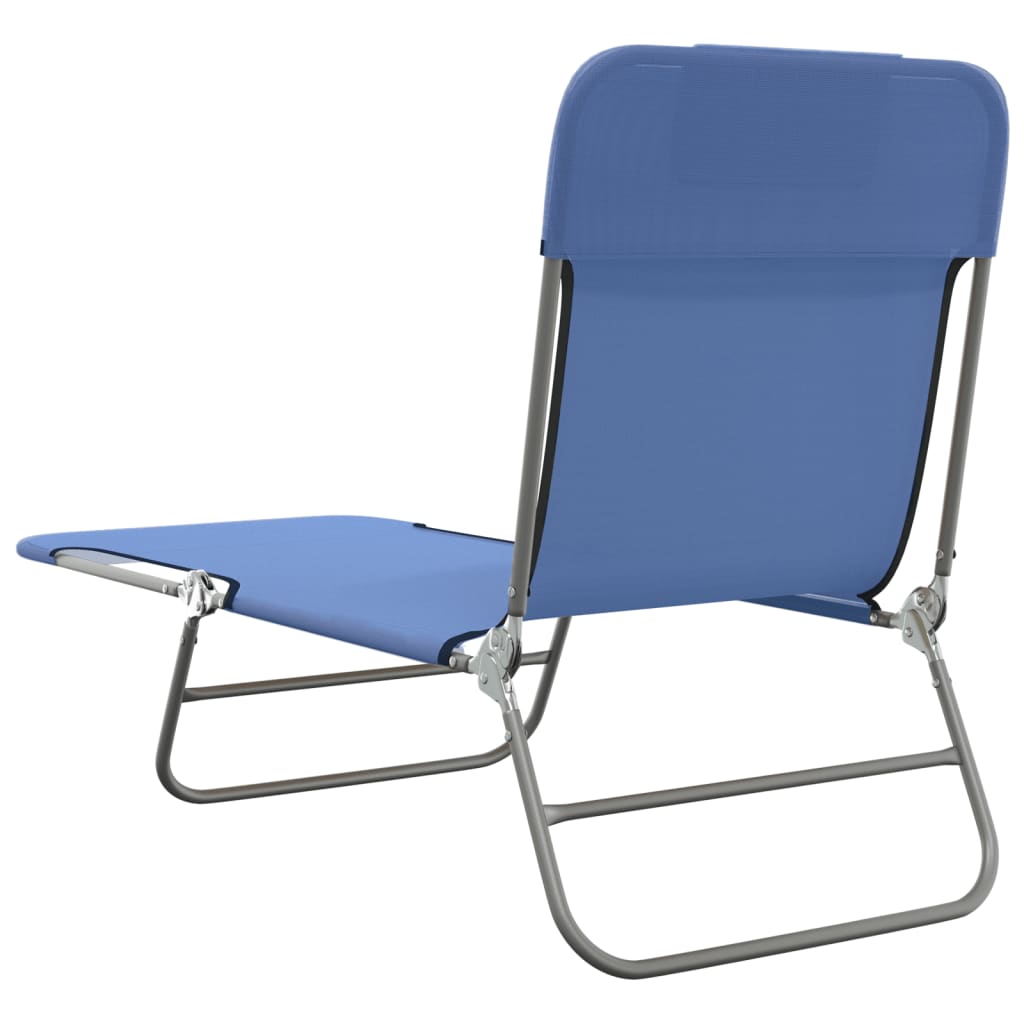 Folding Sun Loungers 2 Pcs Blue Textilene And Steel