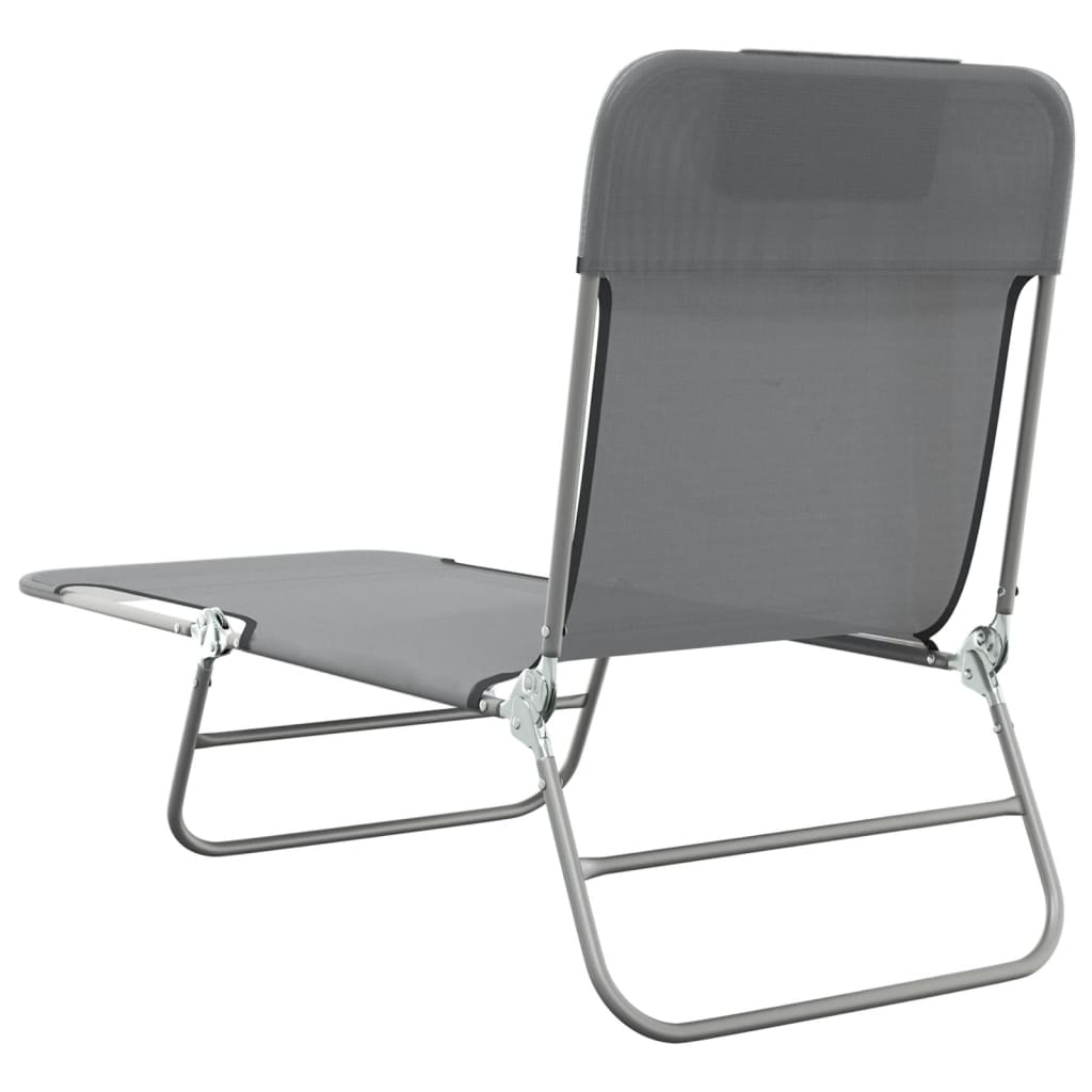 Folding Sun Loungers 2 Pcs Grey Textilene And Steel