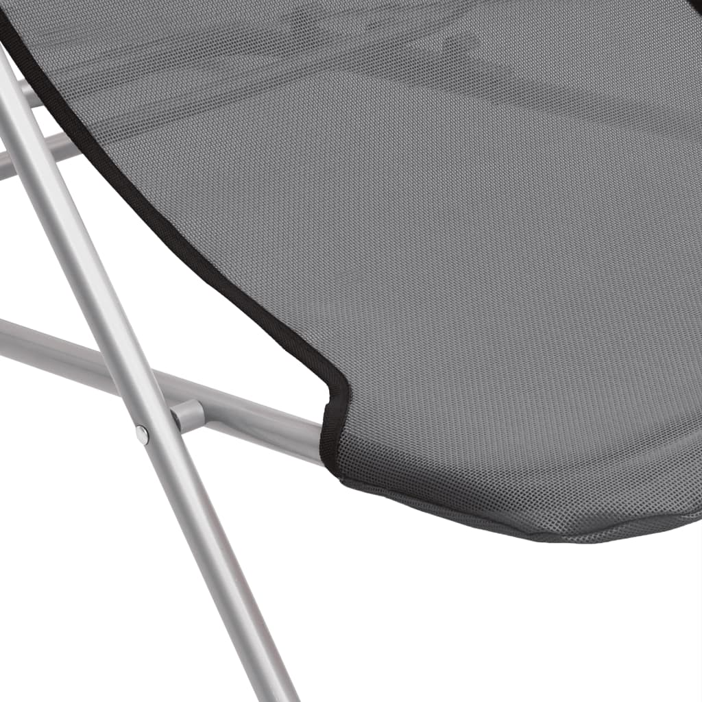 Folding Beach Chairs 2 Pcs Grey Textilene&Powder-Coated Steel