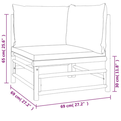 Garden Corner Sofa With Light Grey Cushions Bamboo