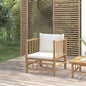 Garden Sofa With Cream White Cushions Bamboo