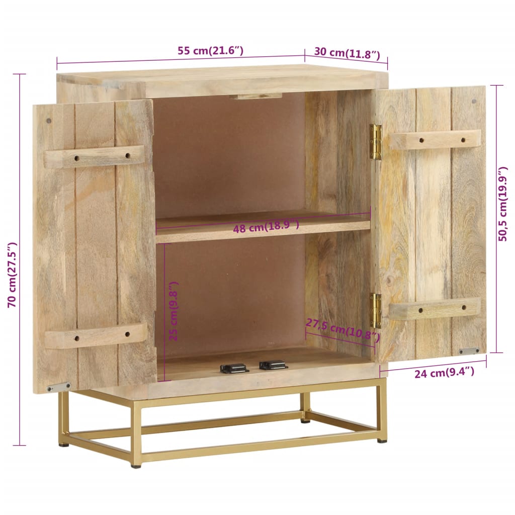 Sideboard With 2 Doors 55X30X70 Cm Solid Wood Mango