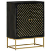 Sideboard With 2 Doors Black&Gold 55X30X75 Cm Solid Wood Mango