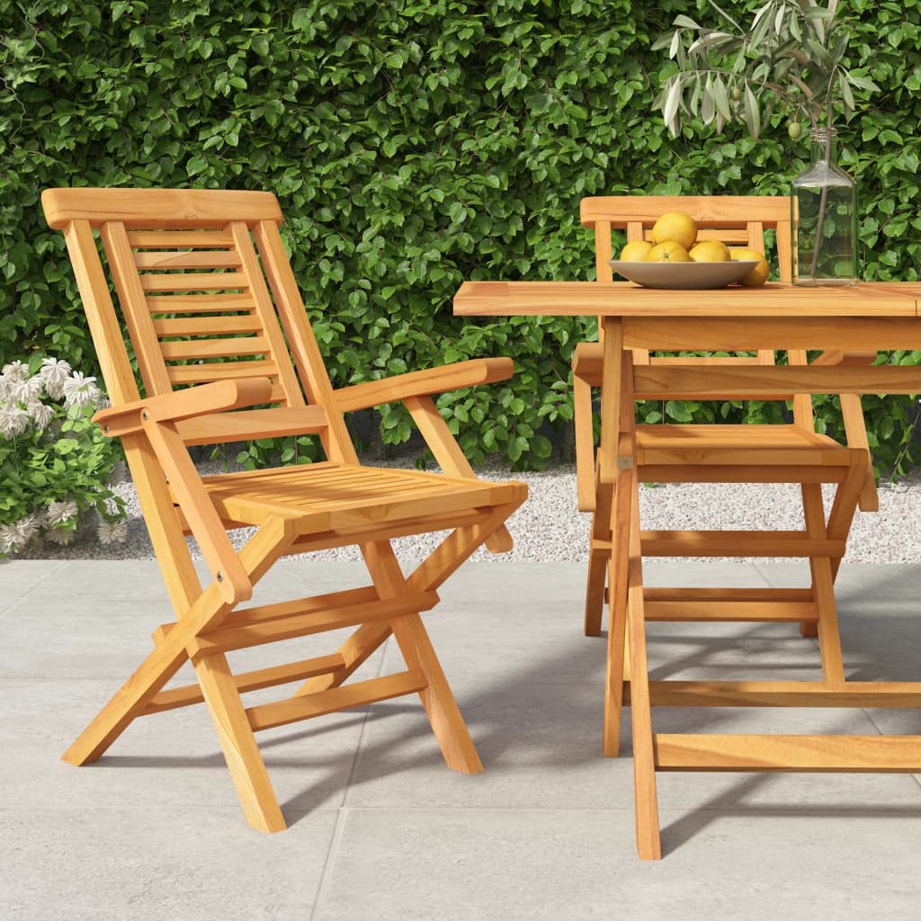 Folding Garden Chairs 2 Pcs 56X63X90 Cm Solid Wood Teak