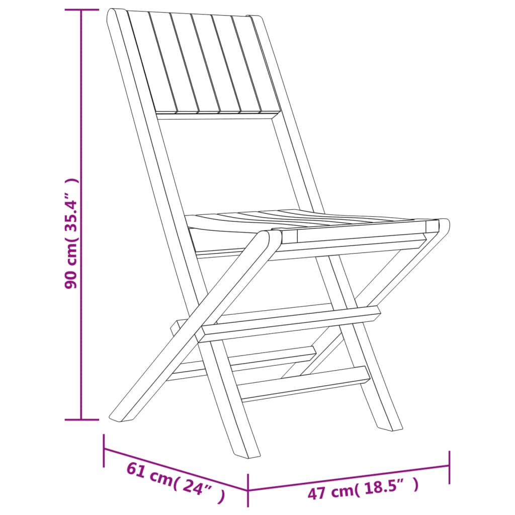 Folding Garden Chairs 2 Pcs 47X61X90 Cm Solid Wood Teak