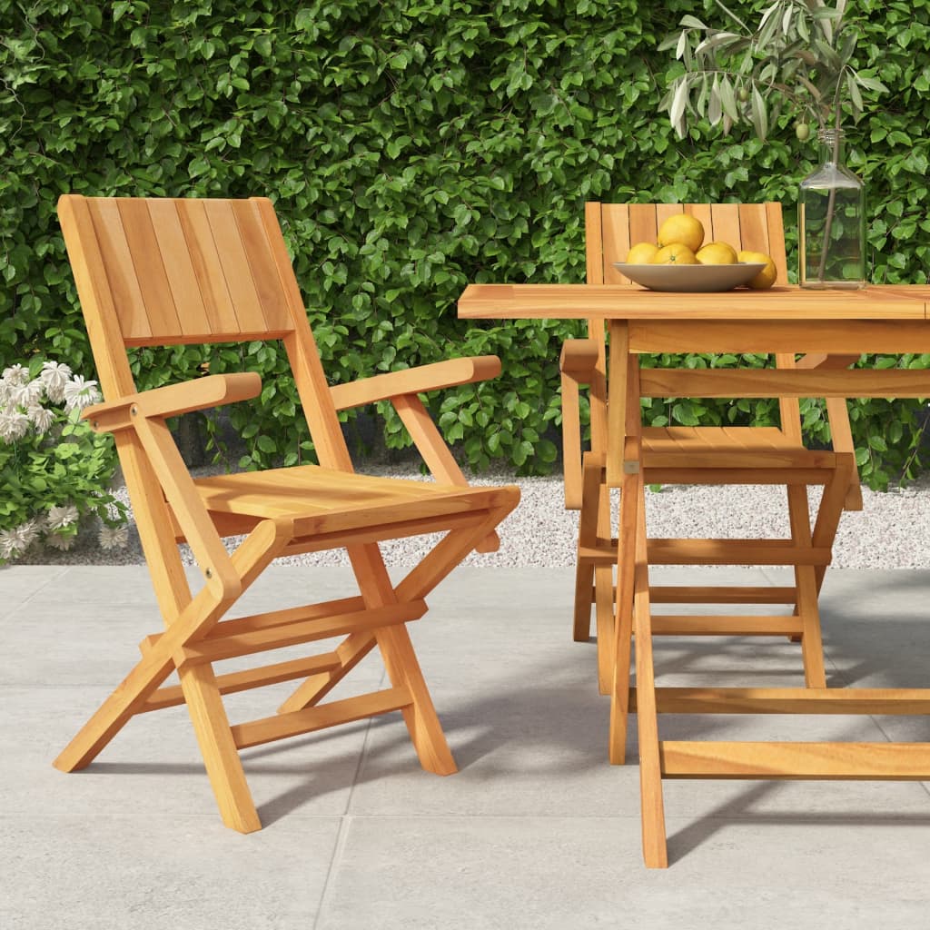 Folding Garden Chairs 2 Pcs 55X61X90 Cm Solid Wood Teak