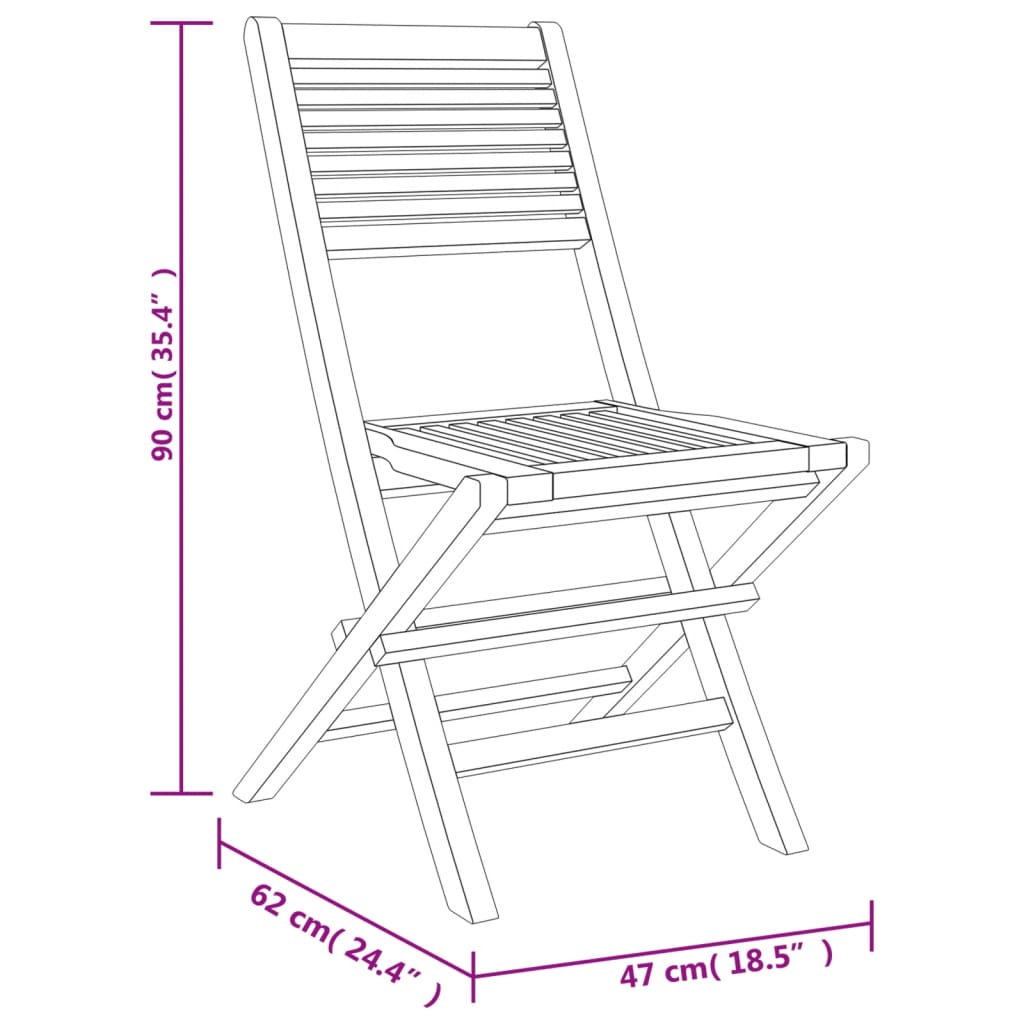 Folding Garden Chairs 2 Pcs 47X62X90 Cm Solid Wood Teak