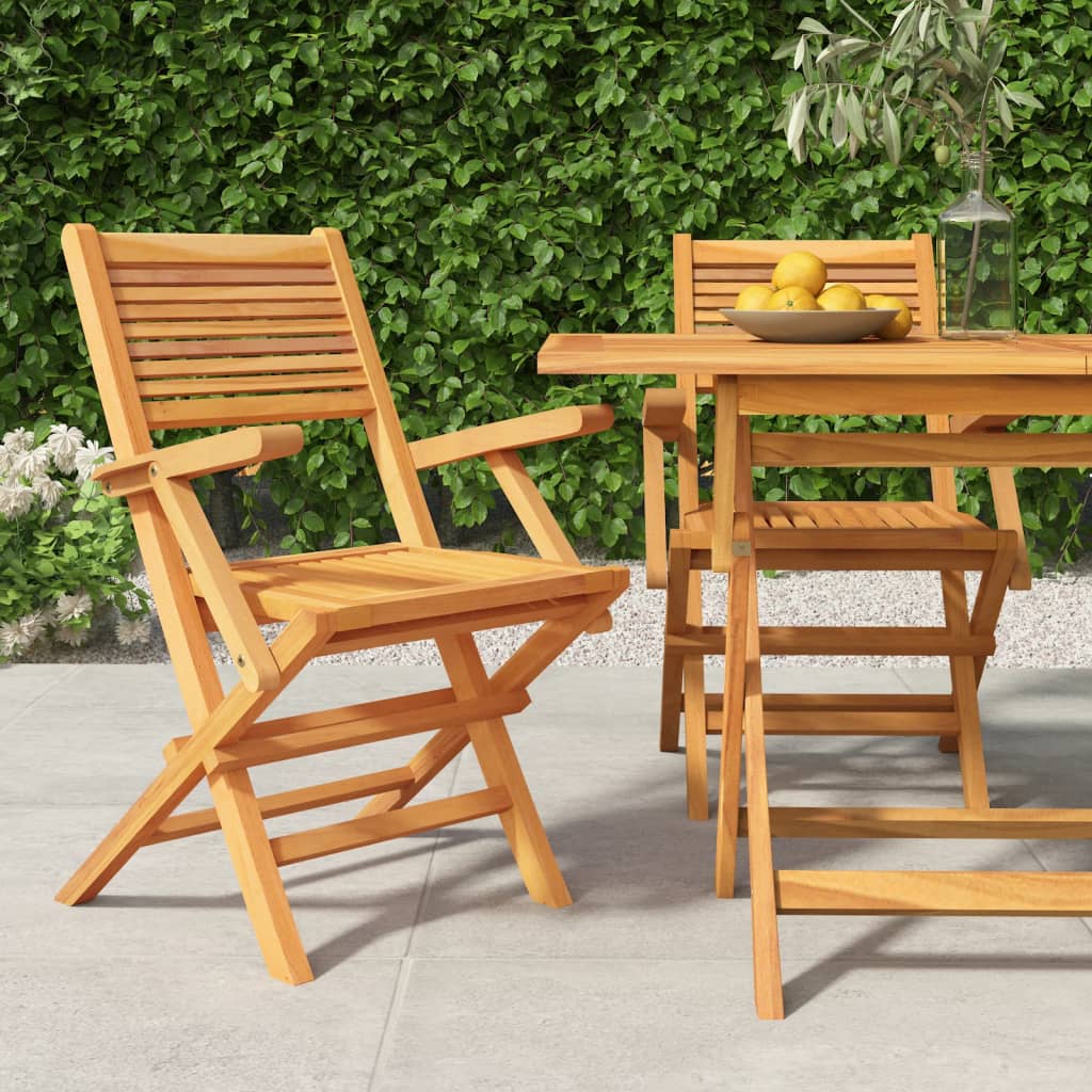 Folding Garden Chairs 2 Pcs 55X62X90 Cm Solid Wood Teak