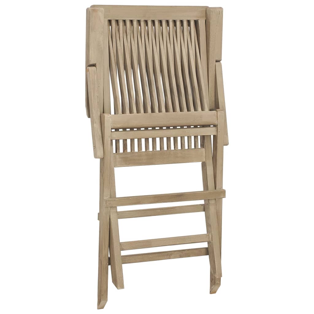 Folding Garden Chairs 2 Pcs Grey 56X61X89 Cm Solid Wood Teak