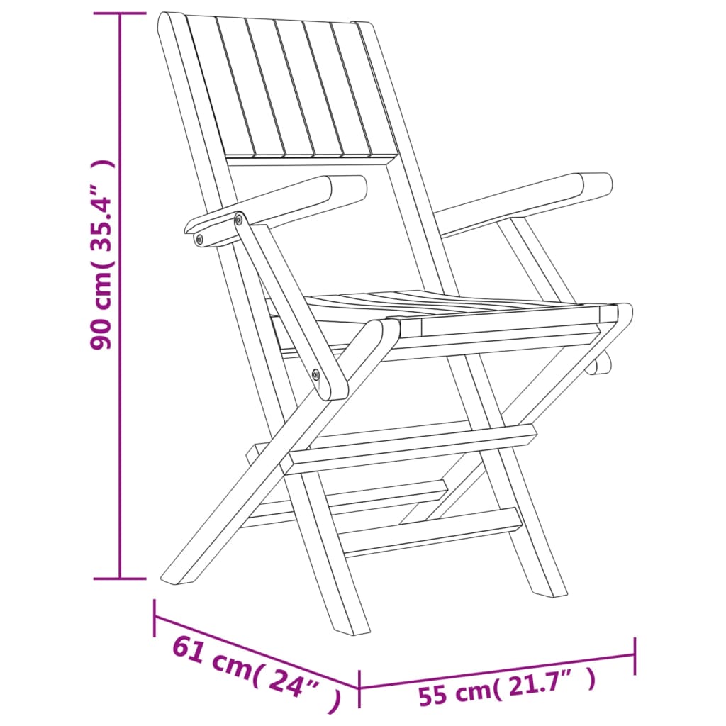 Folding Garden Chairs 8 Pcs 55X61X90 Cm Solid Wood Teak