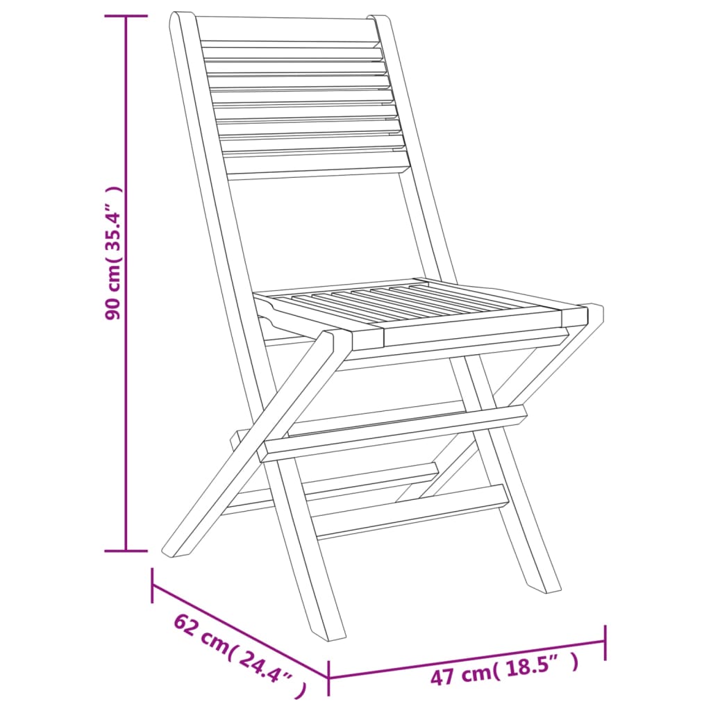 Folding Garden Chairs 4 Pcs 47X62X90 Cm Solid Wood Teak