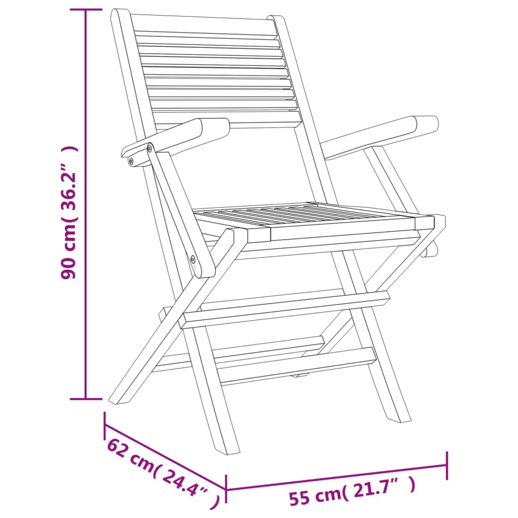 Folding Garden Chairs 4 Pcs 55X62X90 Cm Solid Wood Teak