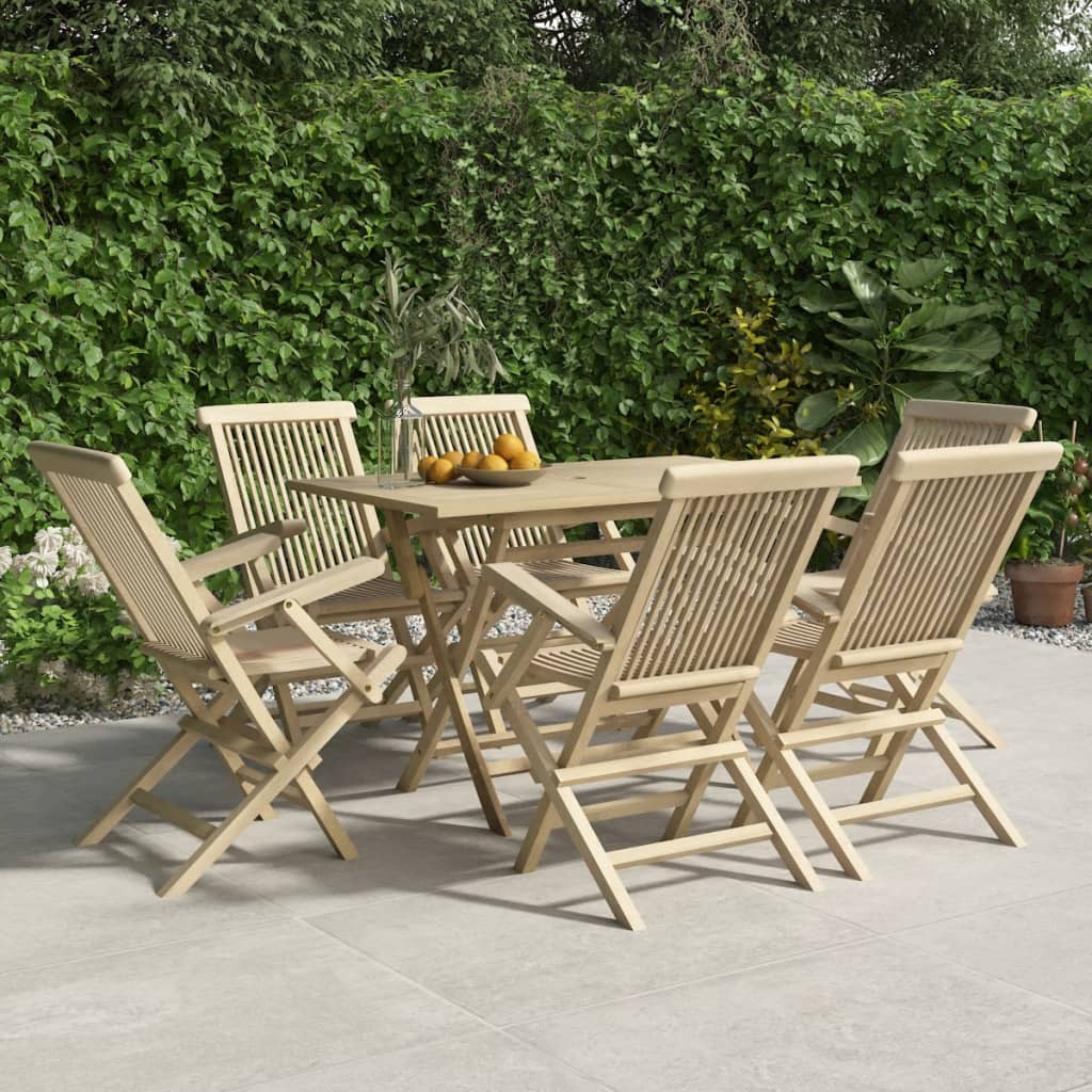 Folding Garden Chairs 6 Pcs Grey 56X61X89 Cm Solid Wood Teak