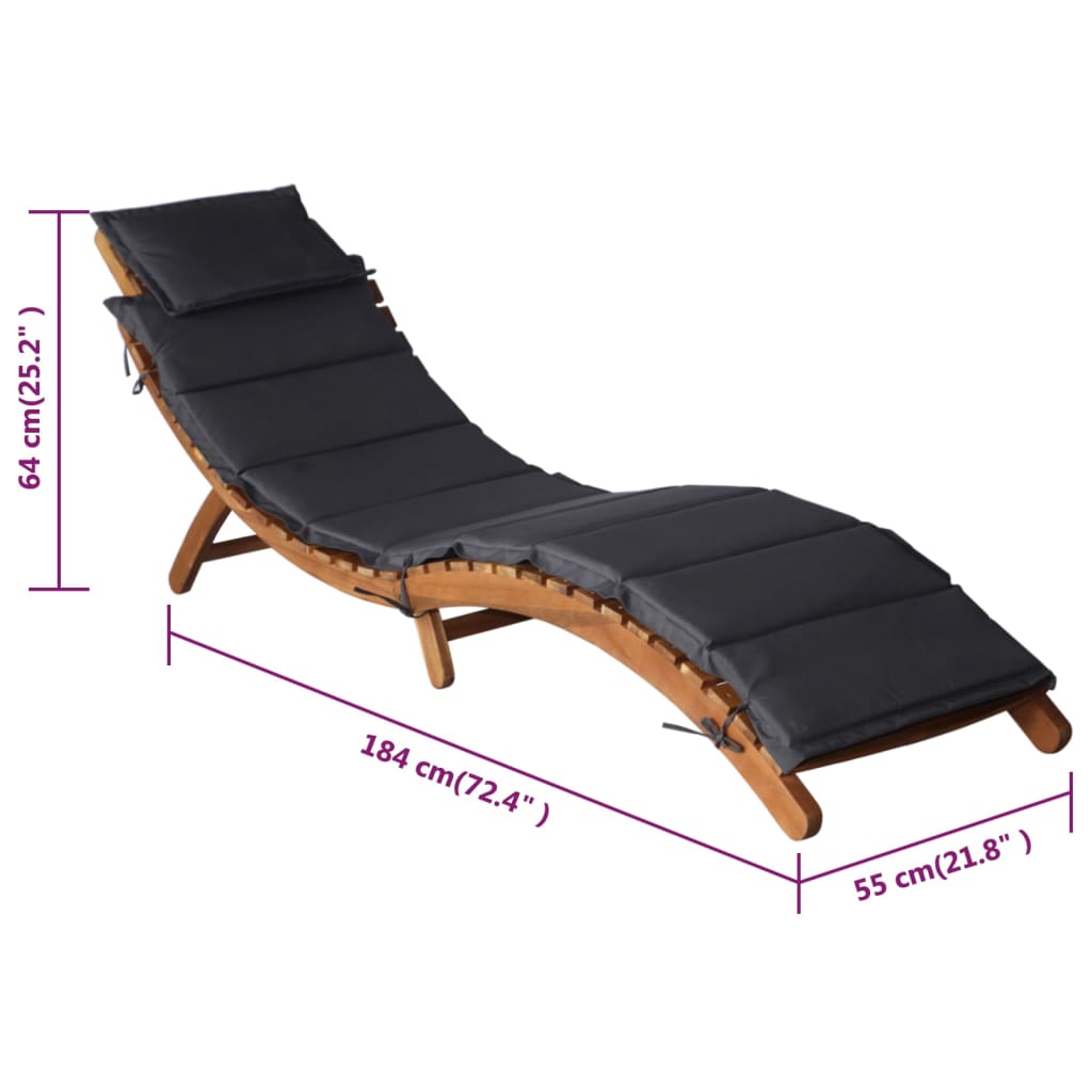 Sun Loungers With Cushions 2 Pcs Dark Grey Solid Wood Acacia