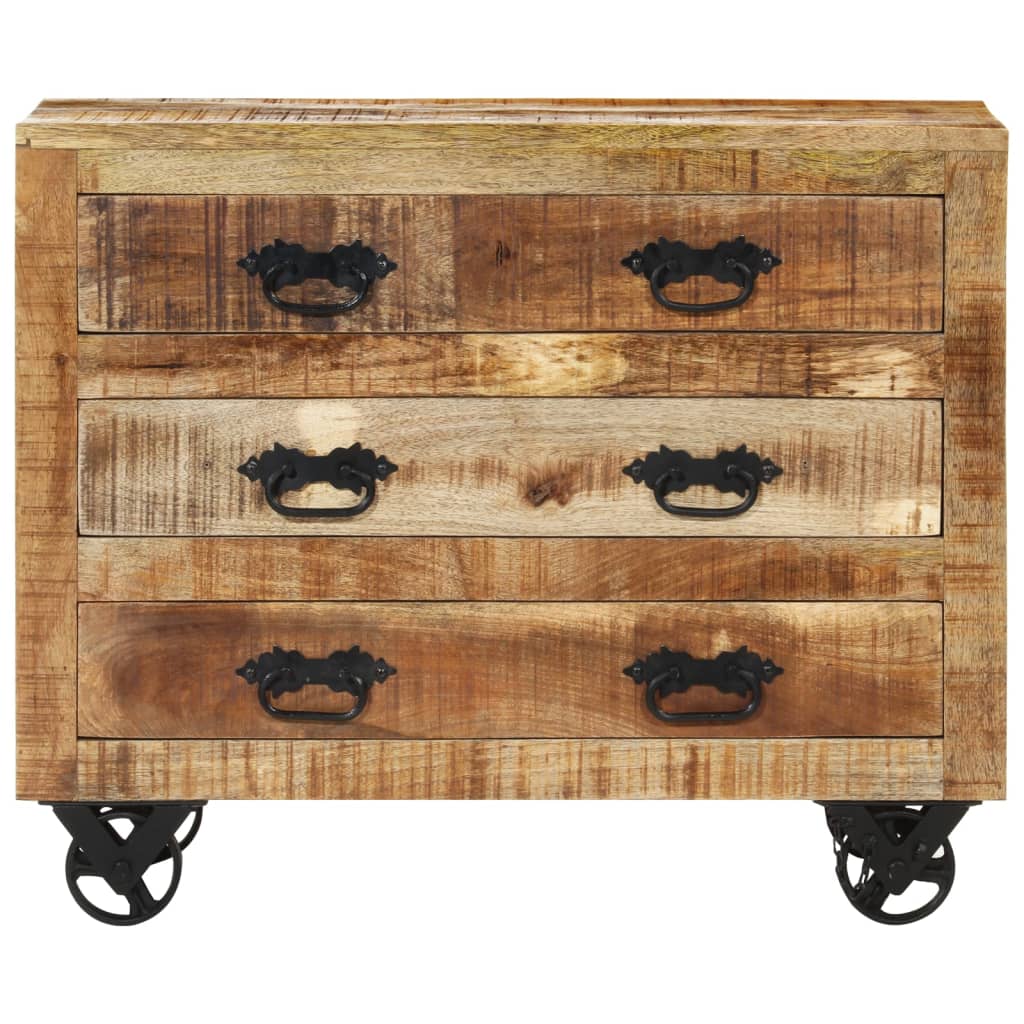 Sideboard With 3 Drawers 80X30X65 Cm Solid Rough Wood Mango