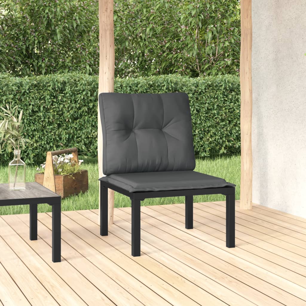 Garden Chair With Cushions Black And Grey Poly Rattan