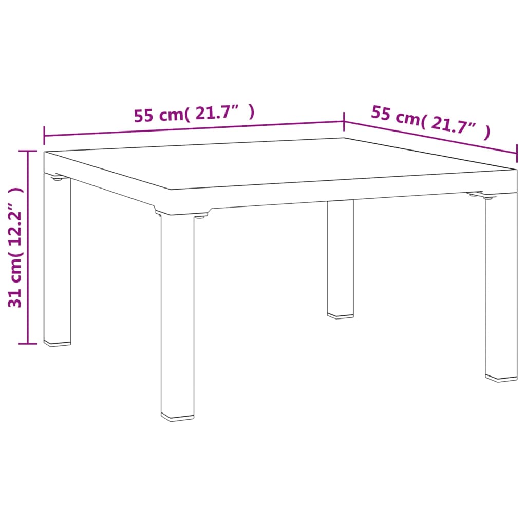 Garden Coffee Table Grey 55X55X31 Cm Dpc And Steel