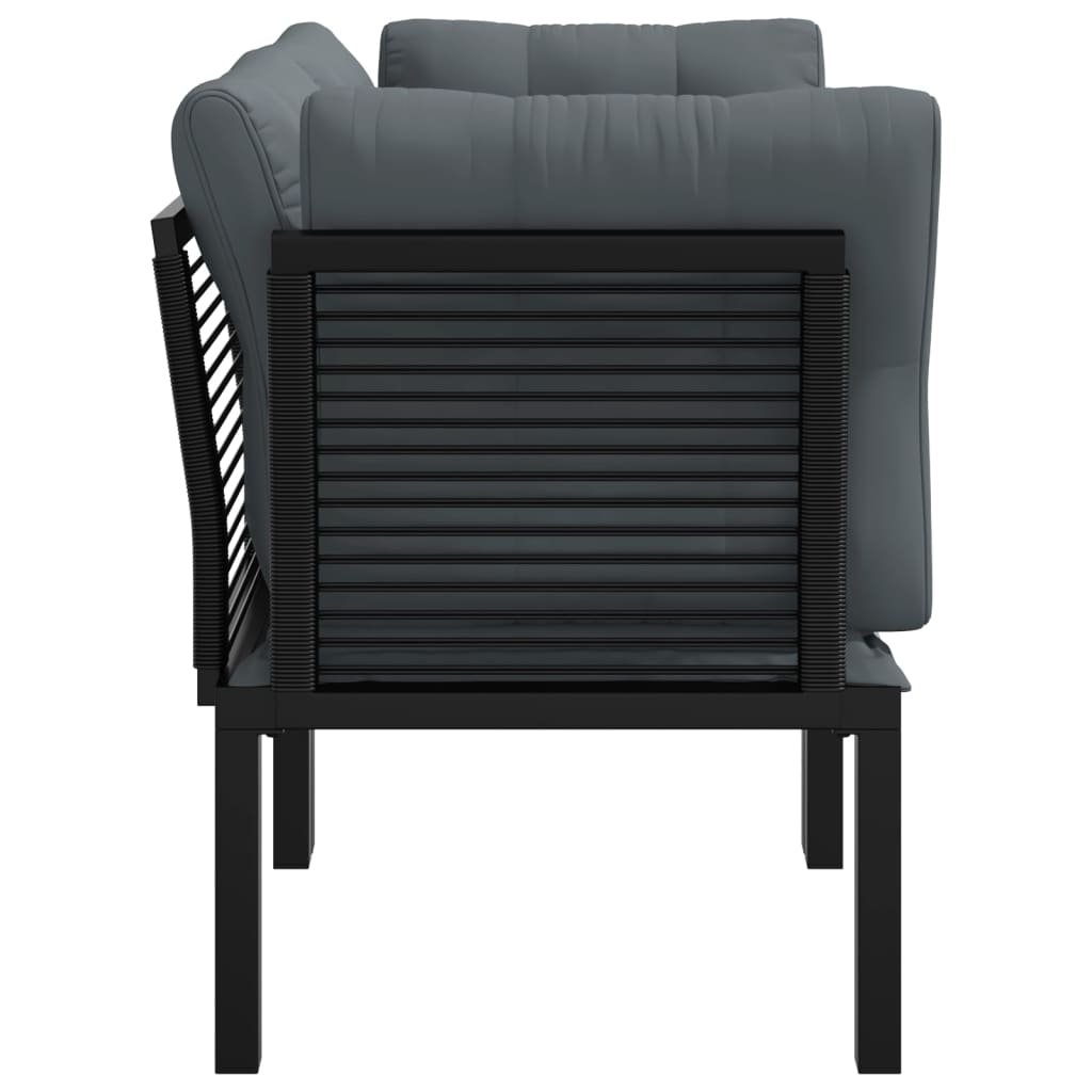 Garden Corner Chairs With Cushions 2 Pcs Black&Grey Poly Rattan