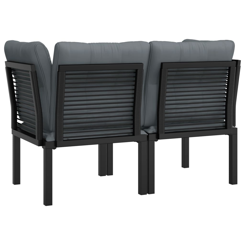 Garden Corner Chairs With Cushions 2 Pcs Black&Grey Poly Rattan