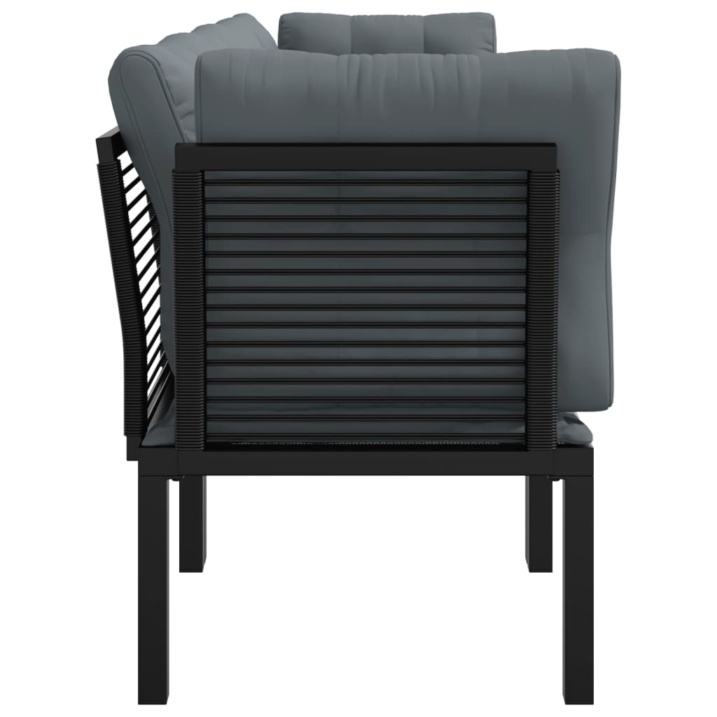 4 Piece Garden Lounge Set Black And Grey Poly Rattan