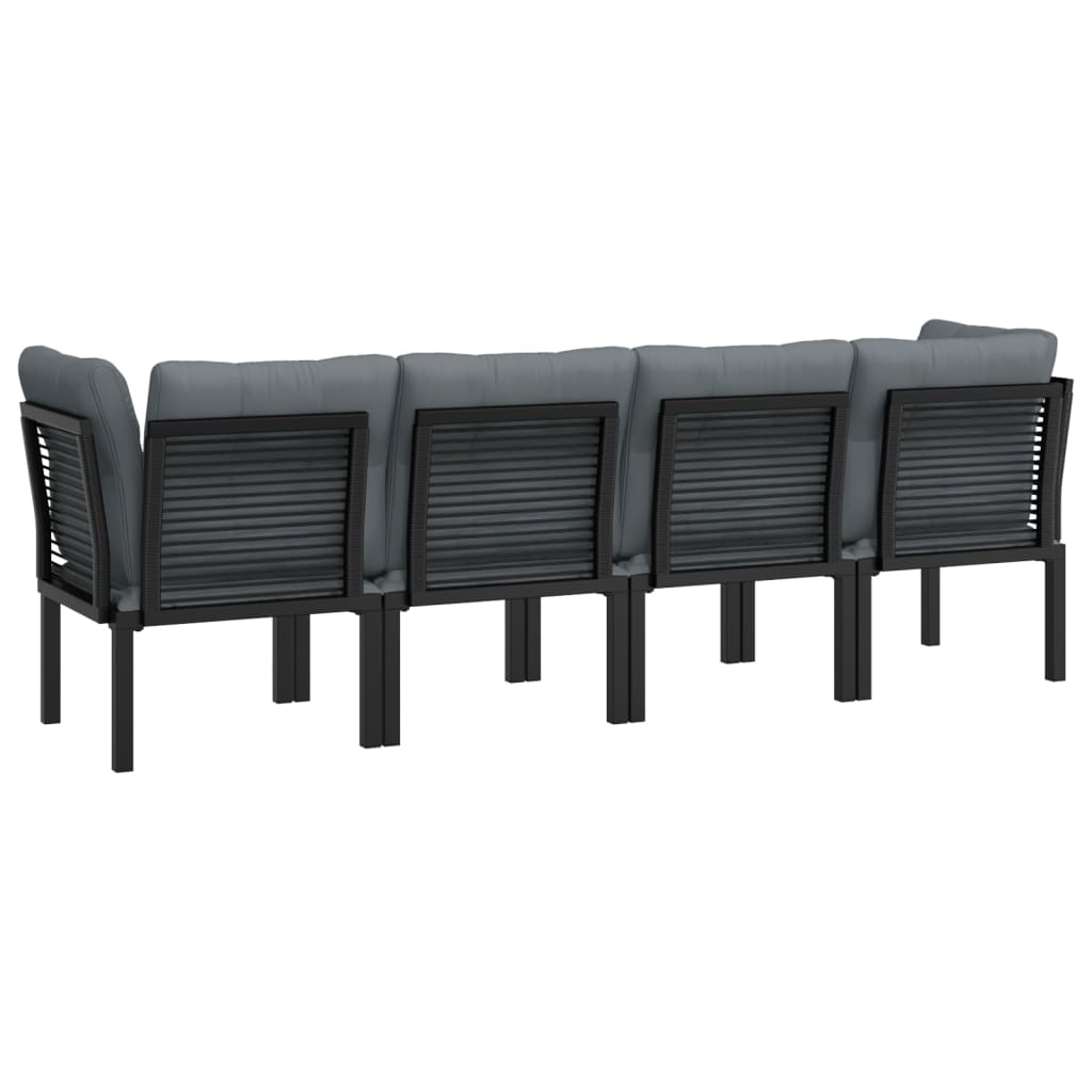 4 Piece Garden Lounge Set Black And Grey Poly Rattan