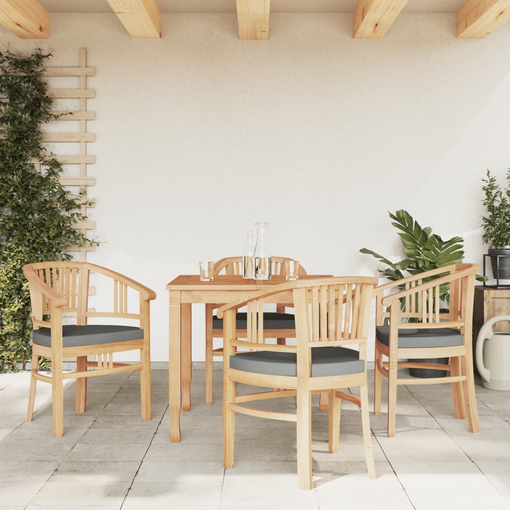 5 Piece Garden Dining Set Solid Wood Teak