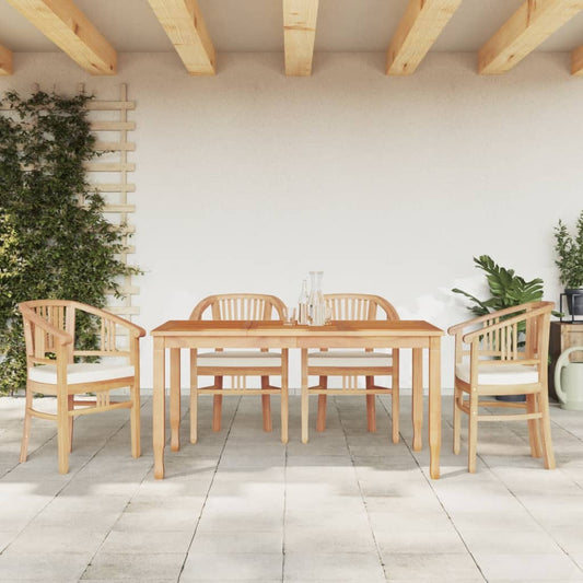 5 Piece Garden Dining Set Solid Wood Teak