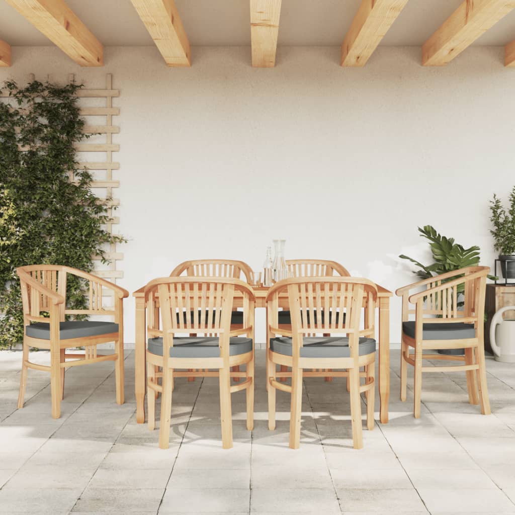 7 Piece Garden Dining Set Solid Wood Teak