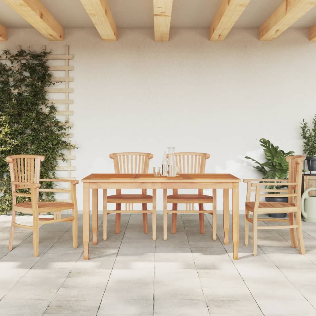 5 Piece Garden Dining Set Solid Wood Teak