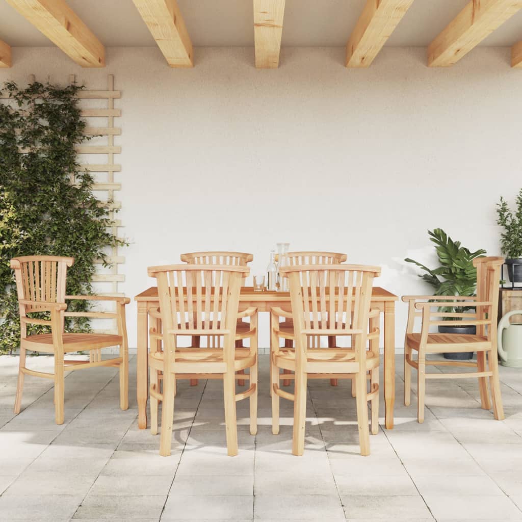 7 Piece Garden Dining Set Solid Wood Teak