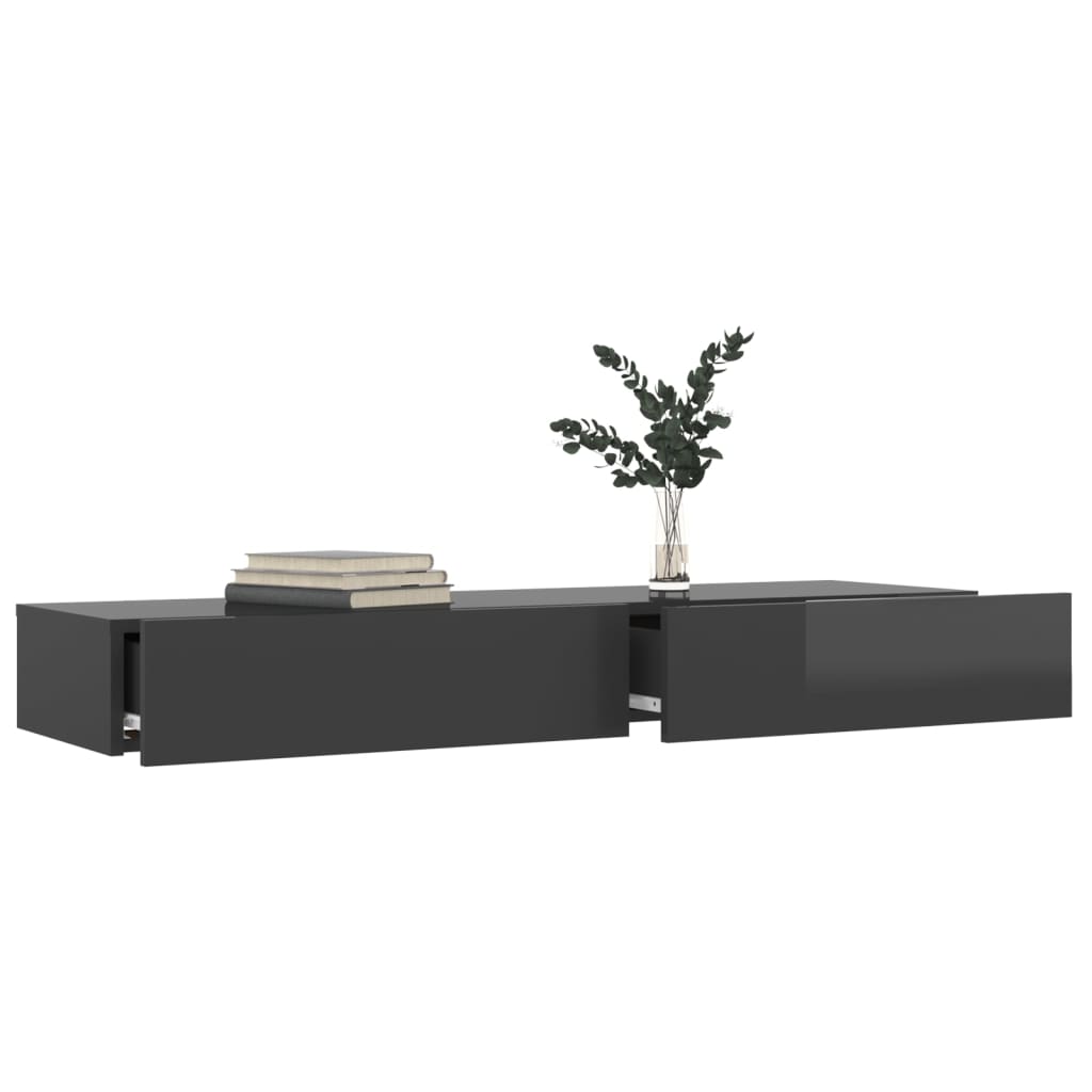 Tv Cabinet With Led Lights High Gloss Grey 120X35X15.5 Cm