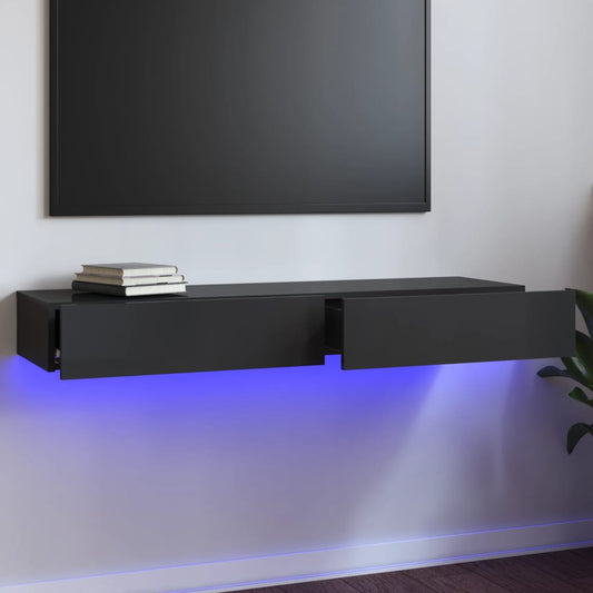 Tv Cabinet With Led Lights High Gloss Grey 120X35X15.5 Cm