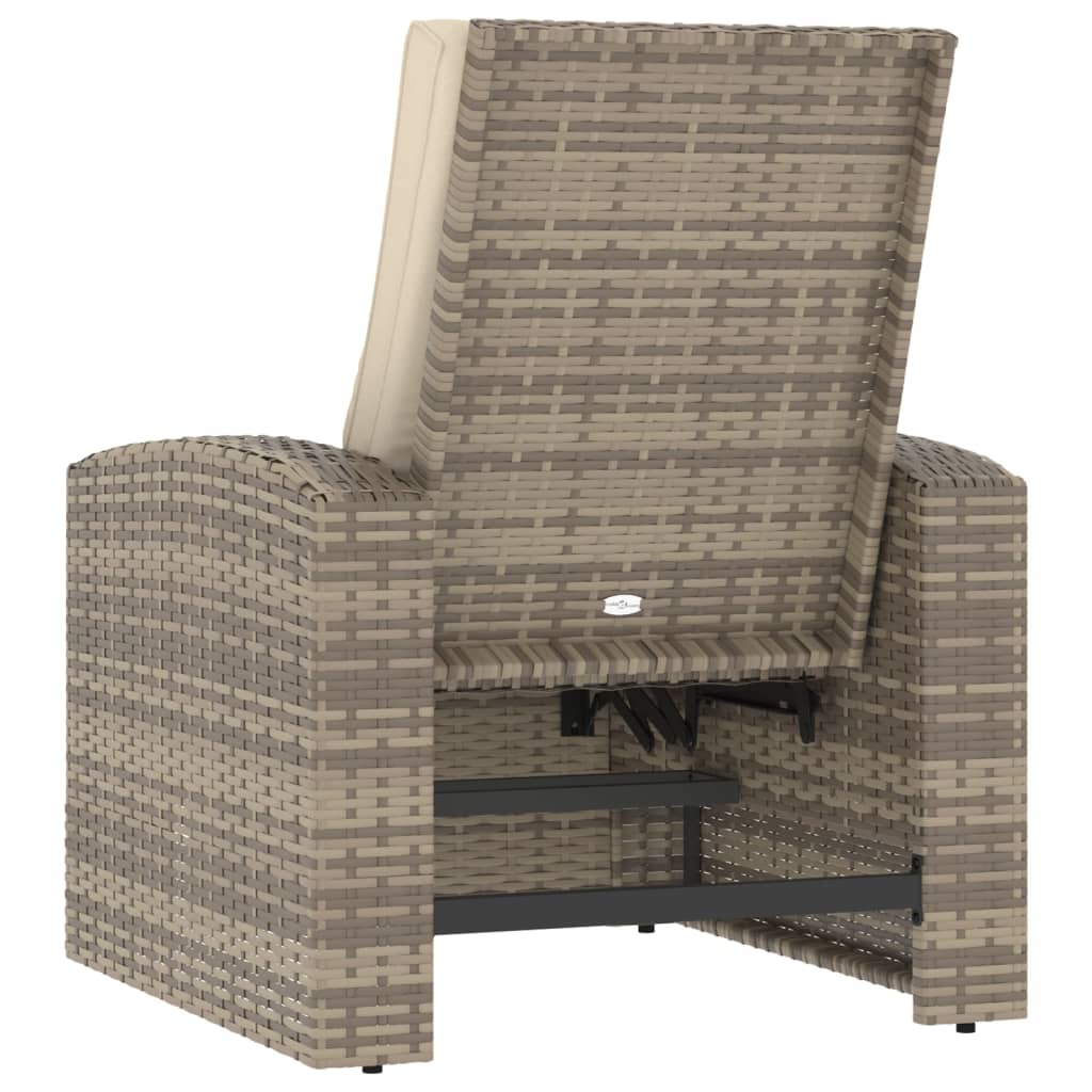 Garden Reclining Chair With Cushions Light Brown Poly Rattan