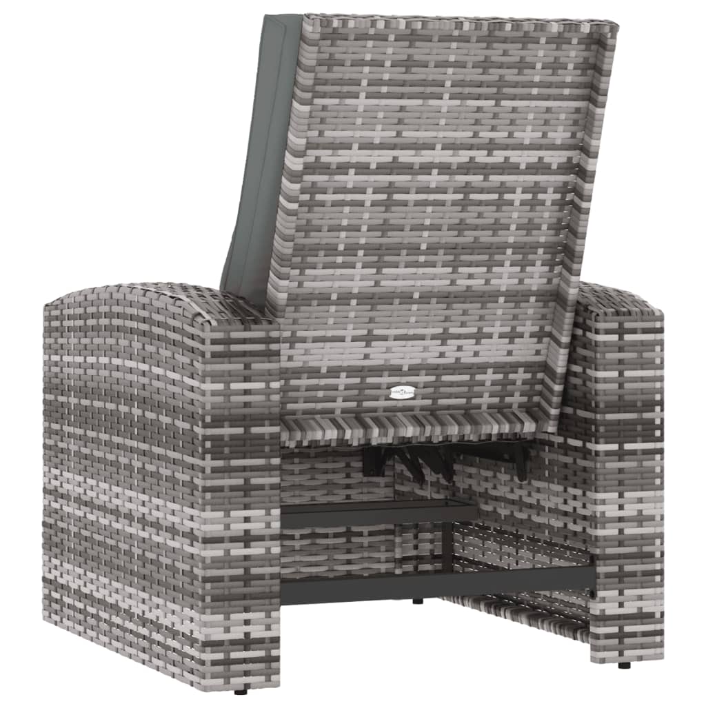 Garden Reclining Chair With Cushions Grey Poly Rattan