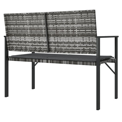 2-Seater Garden Bench With Cushion Grey Poly Rattan