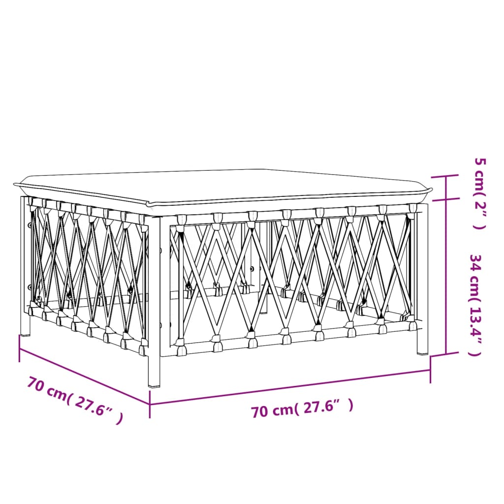 Garden Footstool With Cushion White Woven Fabric