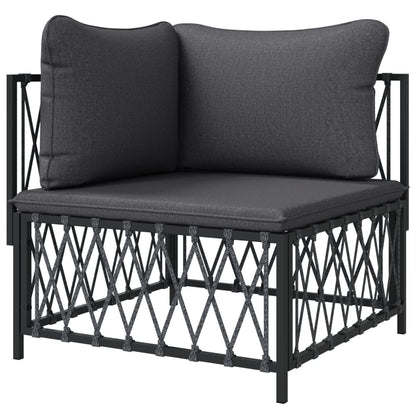 Garden Corner Sofa With Cushions Anthracite Woven Fabric