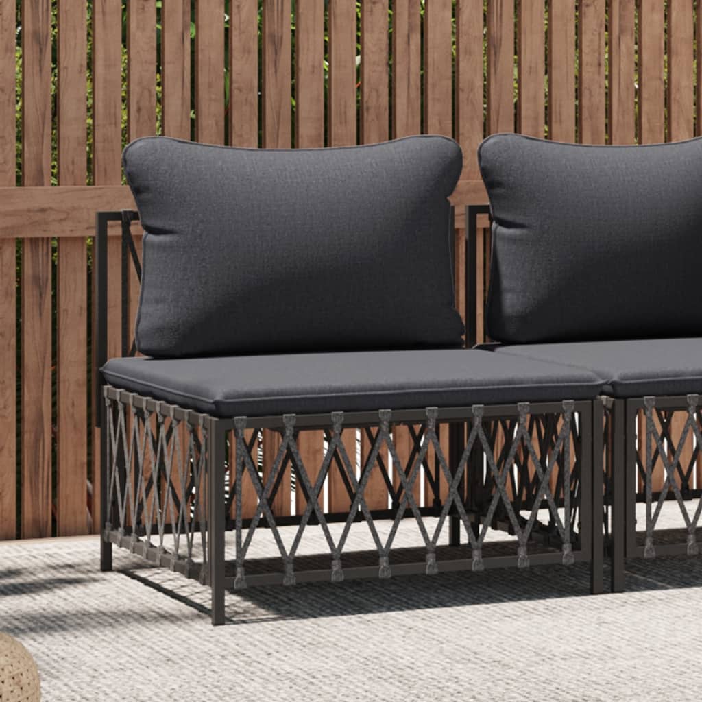 Garden Middle Sofa With Cushions Anthracite Woven Fabric