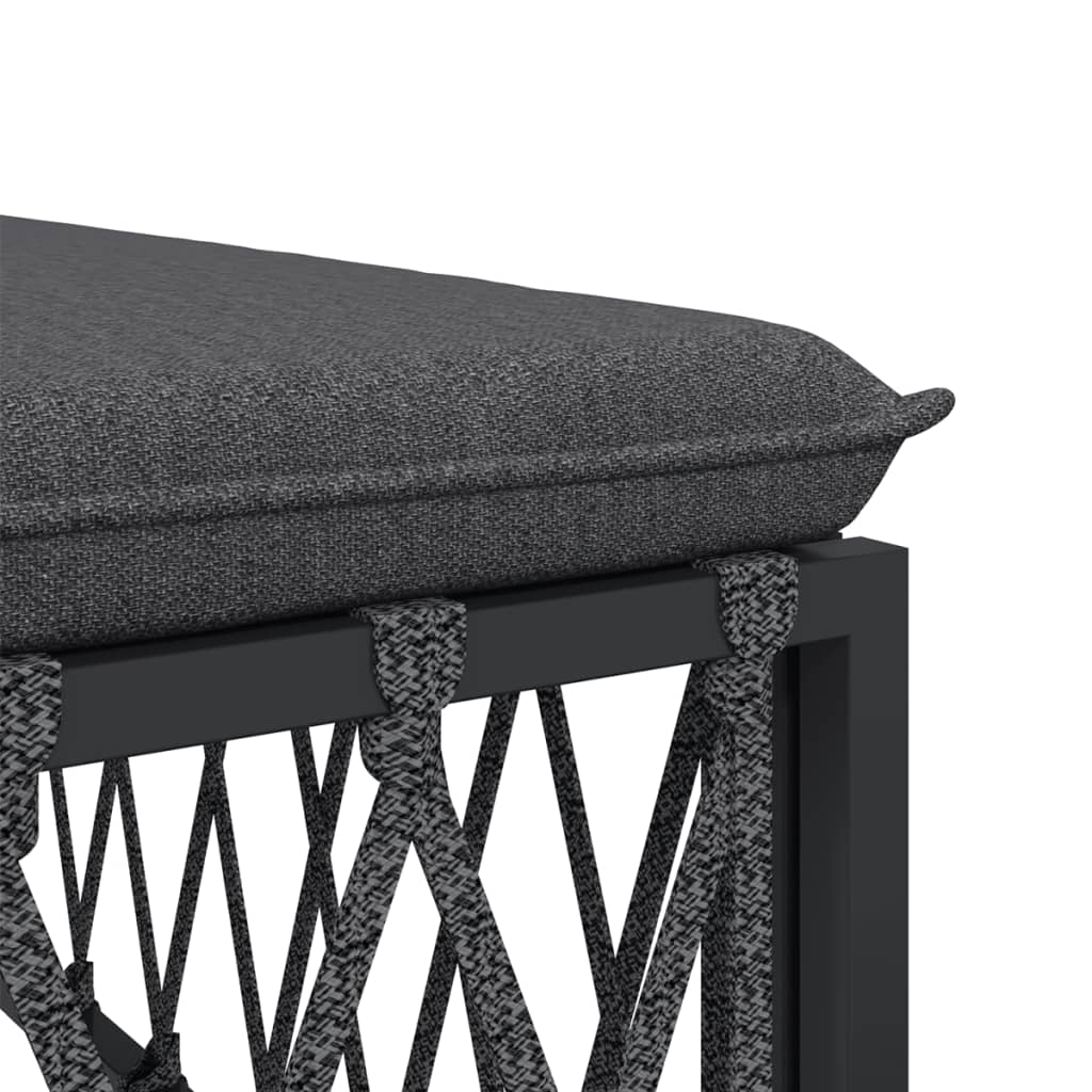 Garden Footstool With Cushion Anthracite Woven Fabric