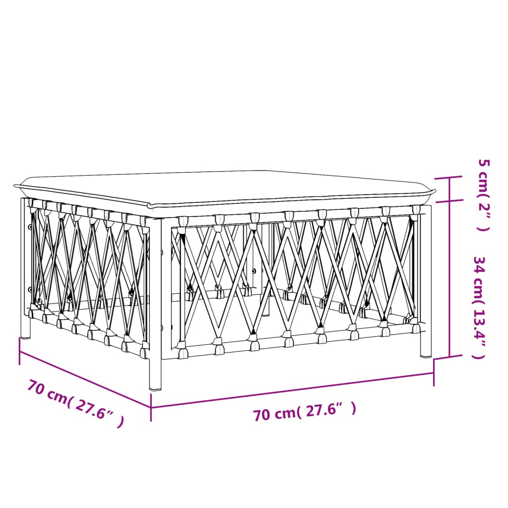 Garden Footstool With Cushion Anthracite Woven Fabric