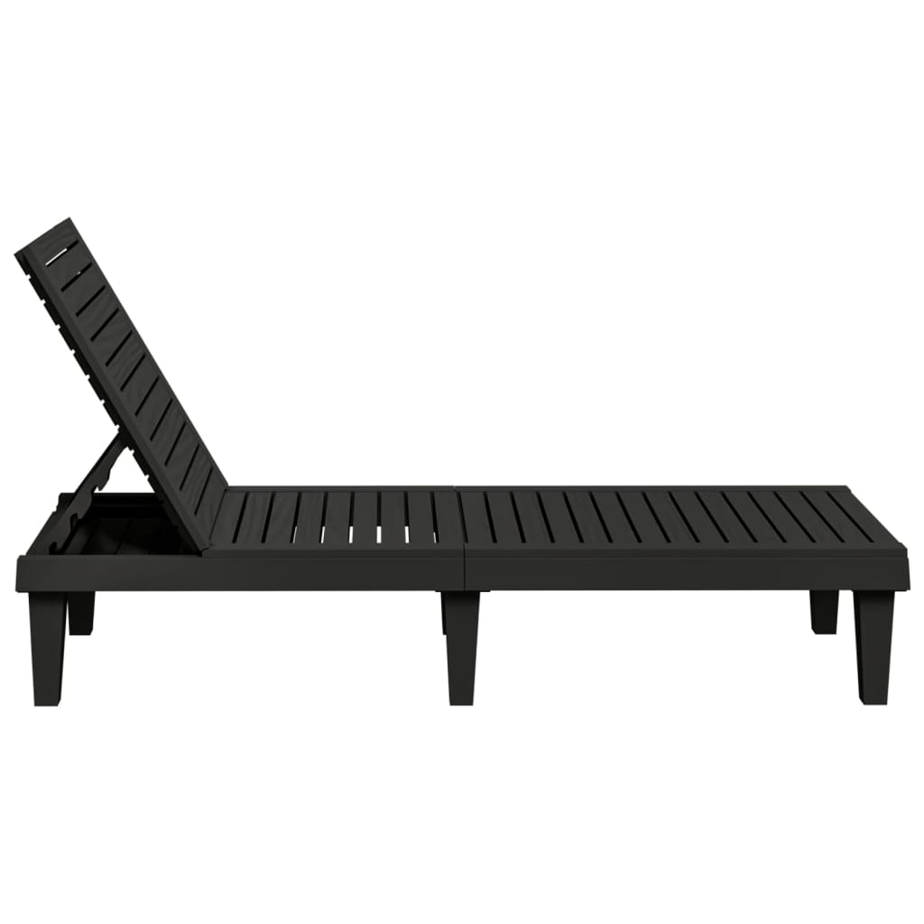 Sun Lounger Black 155X58X83 Cm Polypropylene