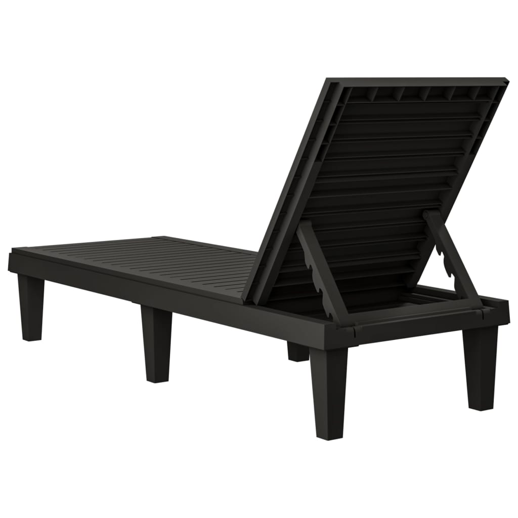 Sun Lounger Black 155X58X83 Cm Polypropylene