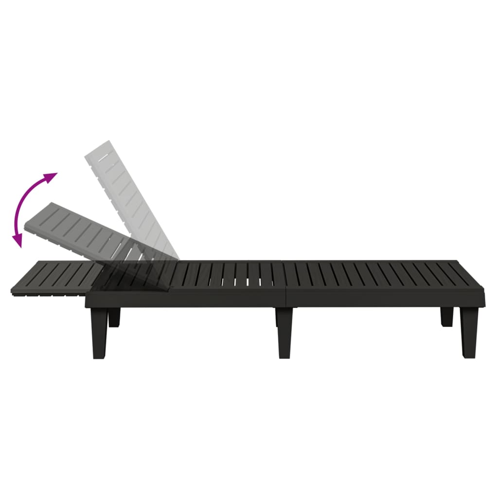 Sun Lounger Black 155X58X83 Cm Polypropylene