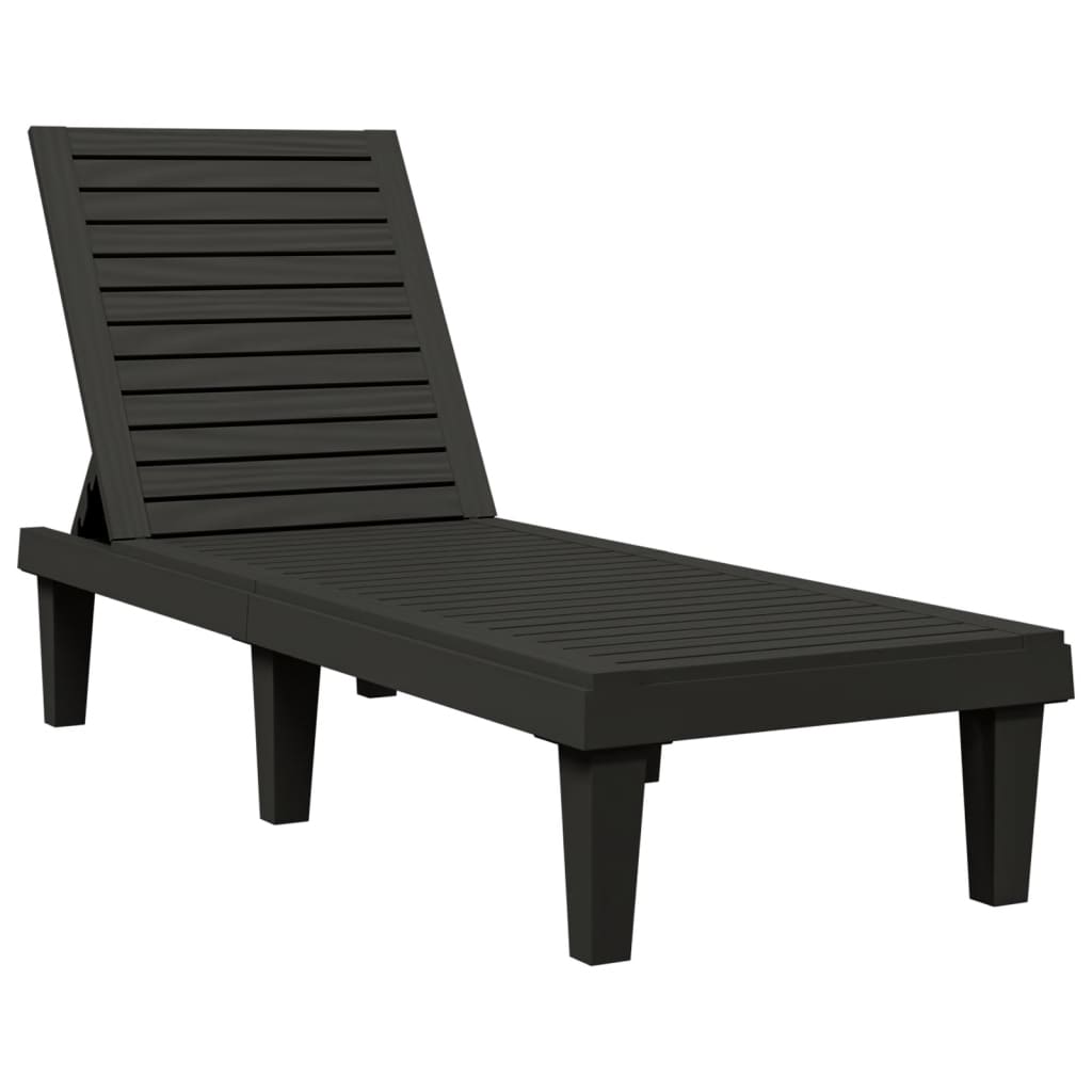 Sun Loungers 2 Pcs Black 155X58X83 Cm Polypropylene