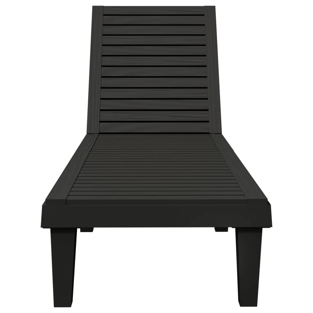 Sun Loungers 2 Pcs Black 155X58X83 Cm Polypropylene