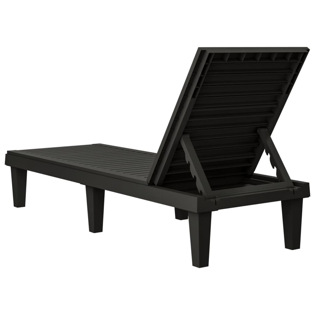 Sun Loungers 2 Pcs Black 155X58X83 Cm Polypropylene