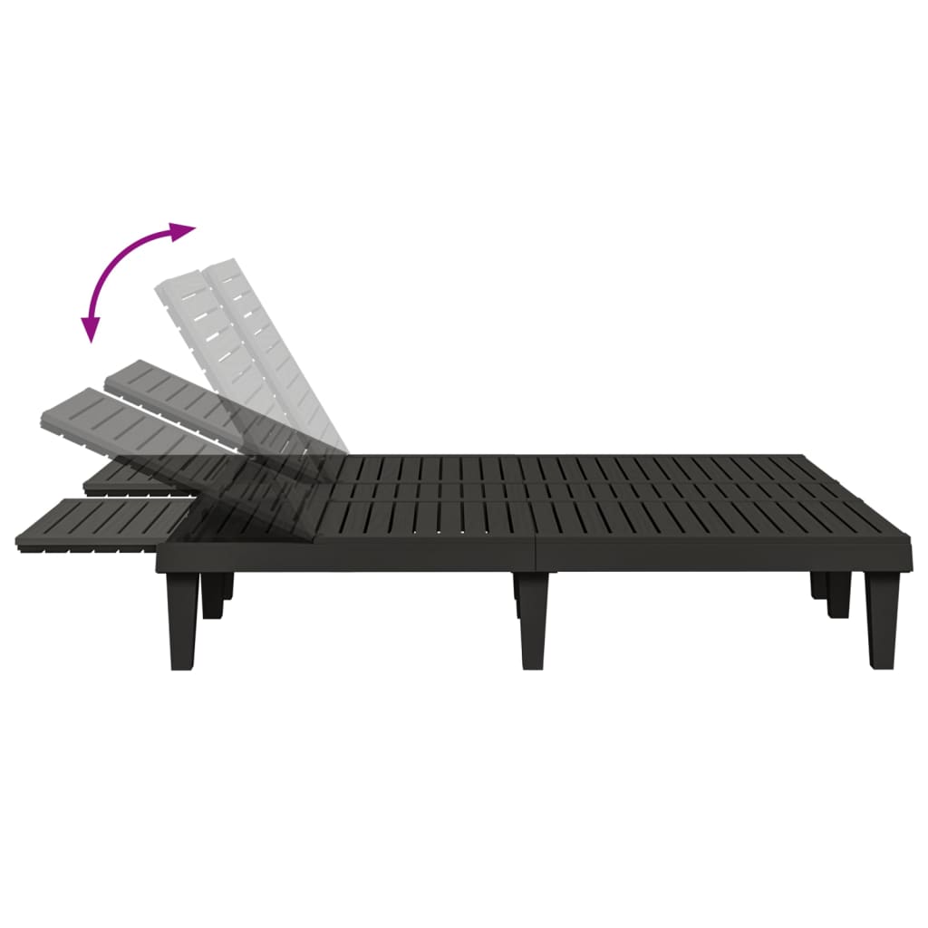 Double Sun Lounger Black 155X138X83 Cm Polypropylene