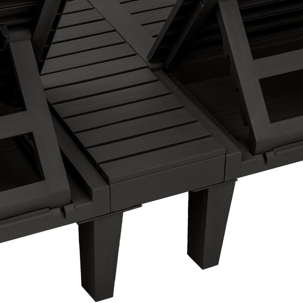 Double Sun Lounger Black 155X138X83 Cm Polypropylene