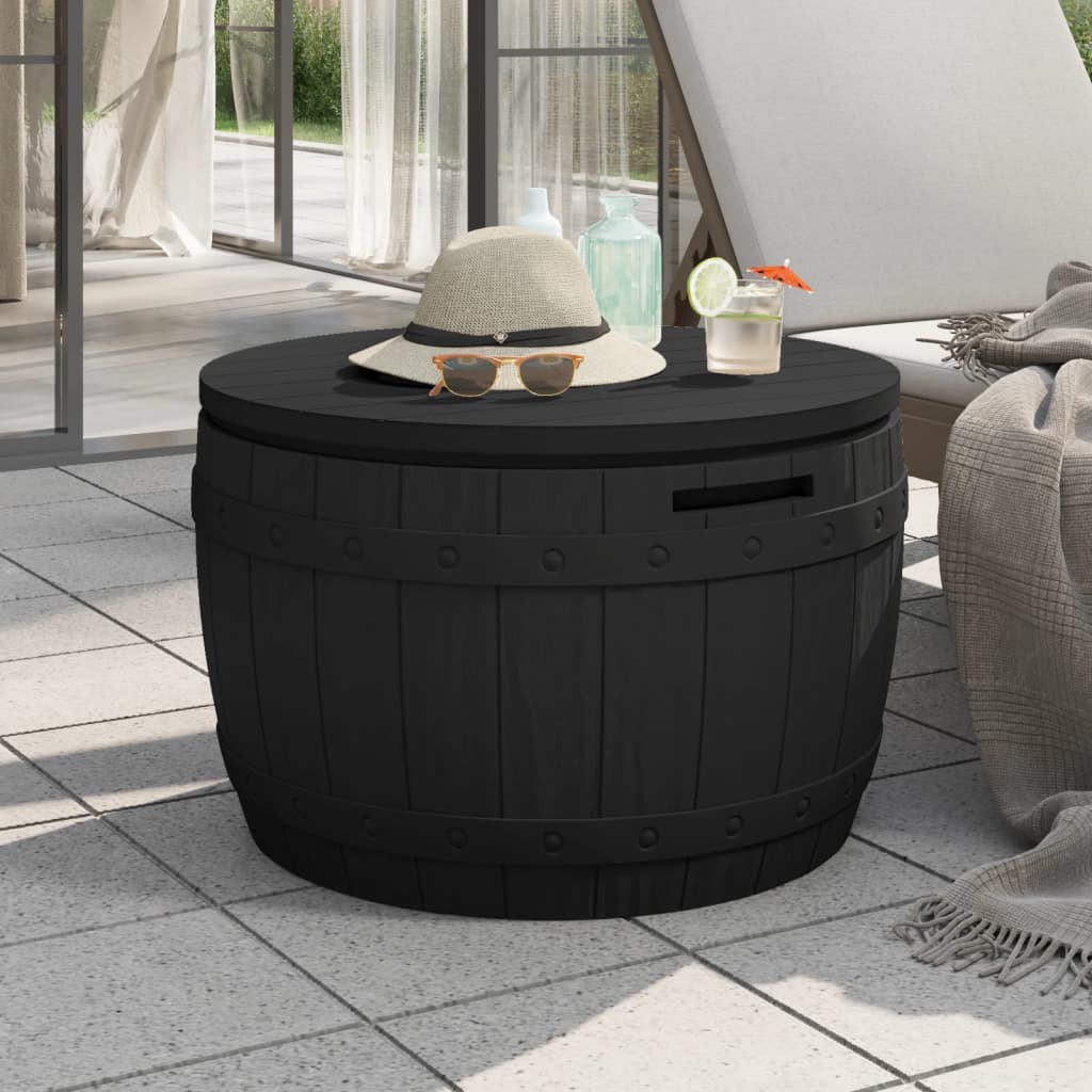 3-In-1 Garden Storage Box Black Polypropylene